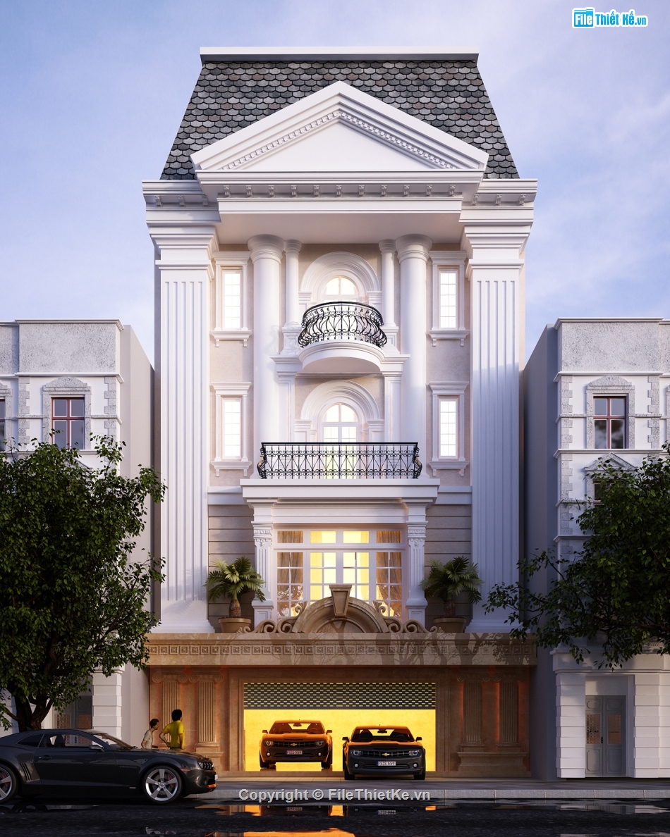 Nhà phố đẹp 4 tầng,Nhà phố 3 tầng 10x16m,Nhà 4 tầng 10x16m,Autocad nhà phố 4 tầng,Bản vẽ nhà phố 4 tầng